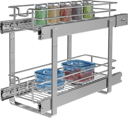 2-Tier Individual Cabinet Pull Out Shelves, Slide Out Kitchen Panty Narrow - Image 6