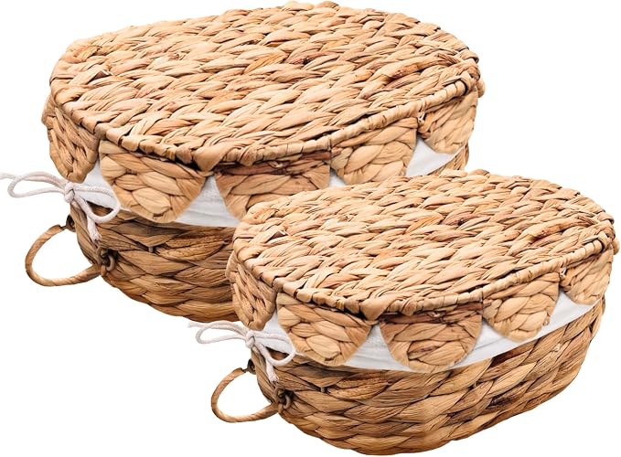 Set of 2 Round Wicker Baskets by Unknown