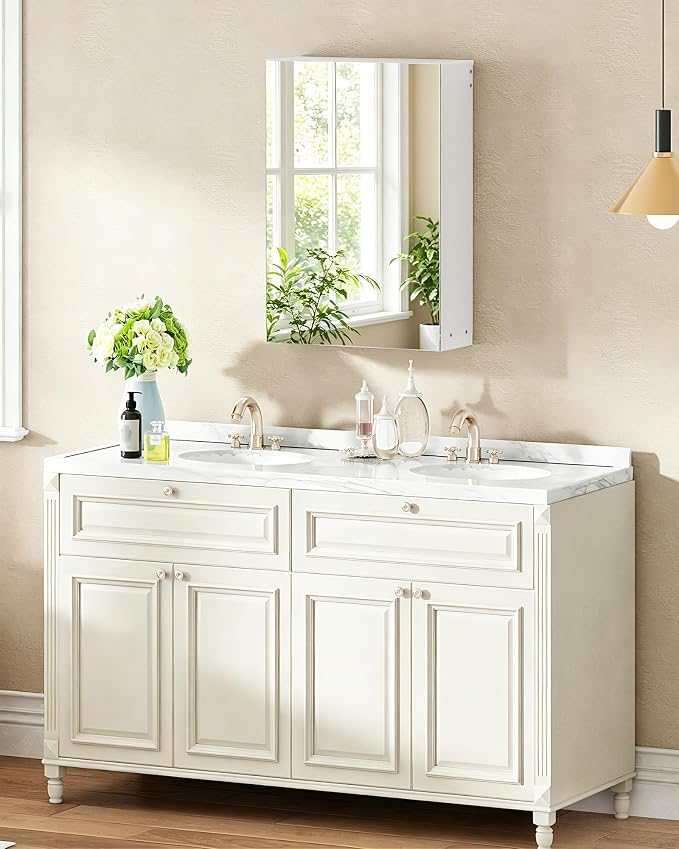 Bathroom Medicine Mirror Cabinet, 13.8'' x 19.7'', Wall-Mounted Bathroom Vanity - Image 2