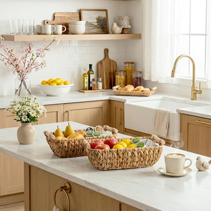 StorageWorks Hand-Woven Small Wicker Baskets, Water Hyacinth Storage Baskets - Image 7