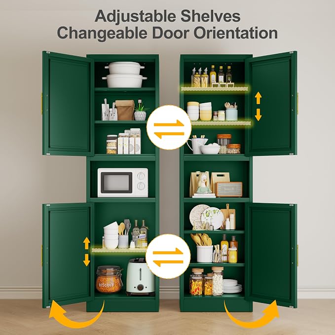 Ckzbx Tall Narrow Storage Cabinet 66.93" H Tall Bathroom Cabinet Metal Pantry - Image 7