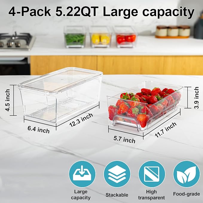4-Pack Stackable Fruit Storage Containers - Image 5