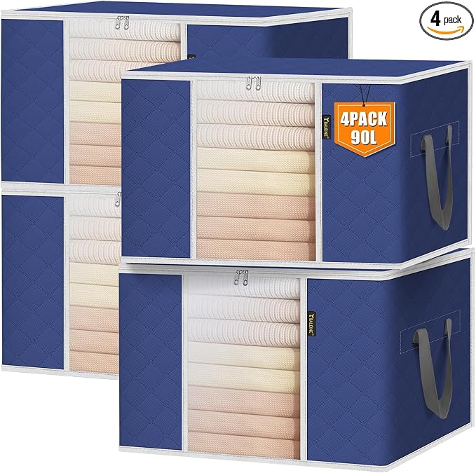 BALEINE 4 Pack Clothes Storage Bags, 24 Gallon Storage Containers by BALEINE
