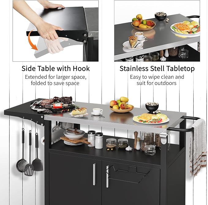 Shintenchi Outdoor Grill Cart Table - Image 6