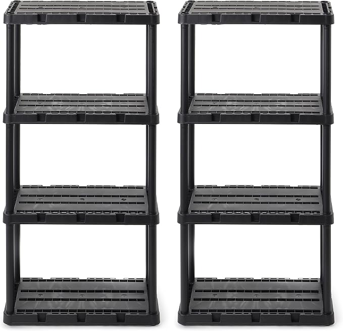 Gracious Living 2 Pack Light Duty Storage Shelves, Knect-A-Shelf 4-Shelf by GraciousLiving