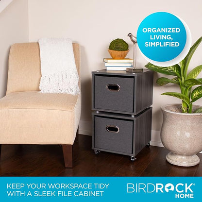 BIRDROCK HOME Rolling File Cabinet – Decorative Storage Shelf w/Removable Bins - Image 4