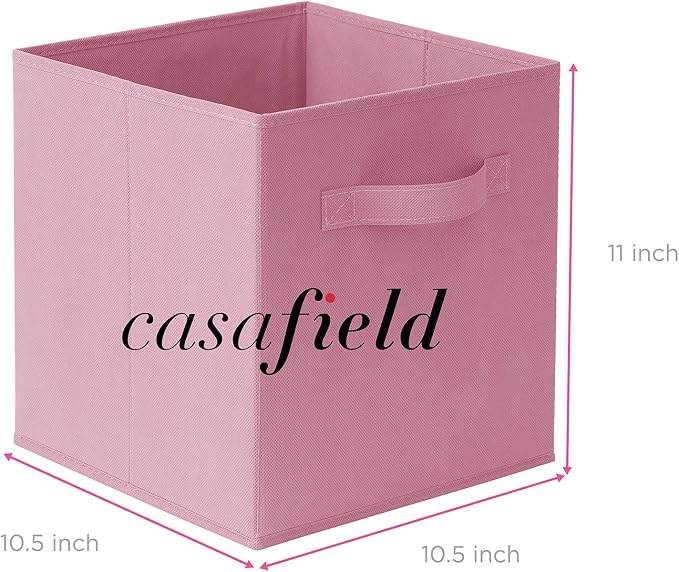 Casafield Set of 6 Collapsible Fabric Cube Storage Bins, Light Pink - Image 7
