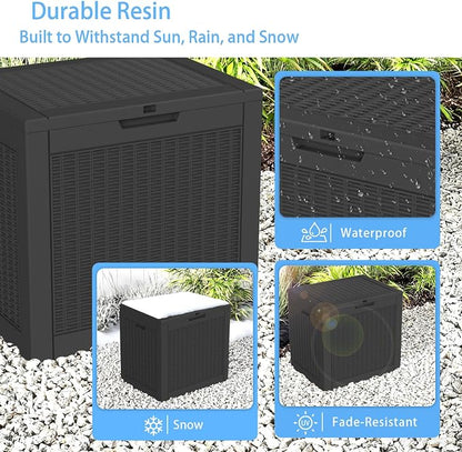 ROJIK 39 Gallon Resin Deck Box, Lockable Waterproof Weatherproof Outdoor - Image 5