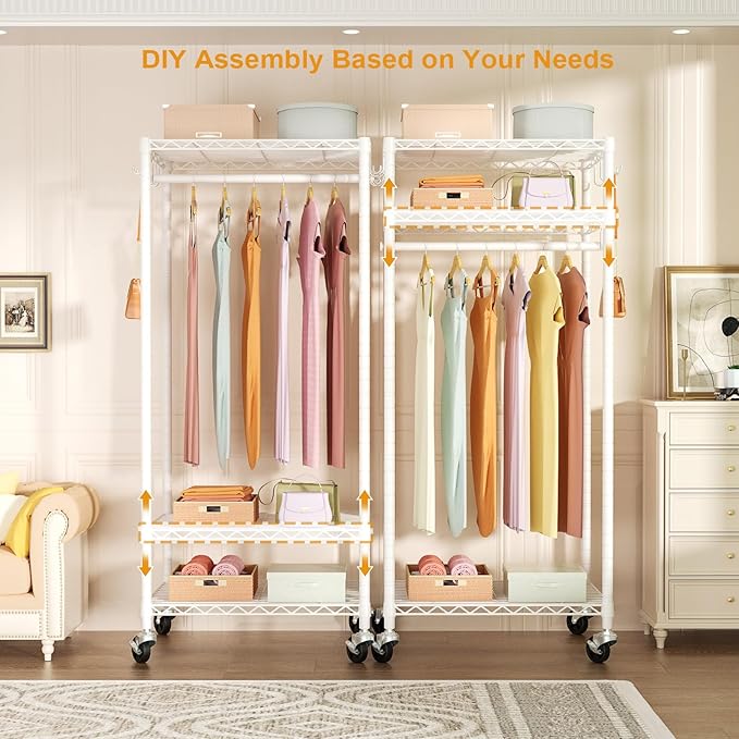 FUTASSI P6 Mini Rolling Clothes Rack Heavy Duty, Clothing Racks - Image 4