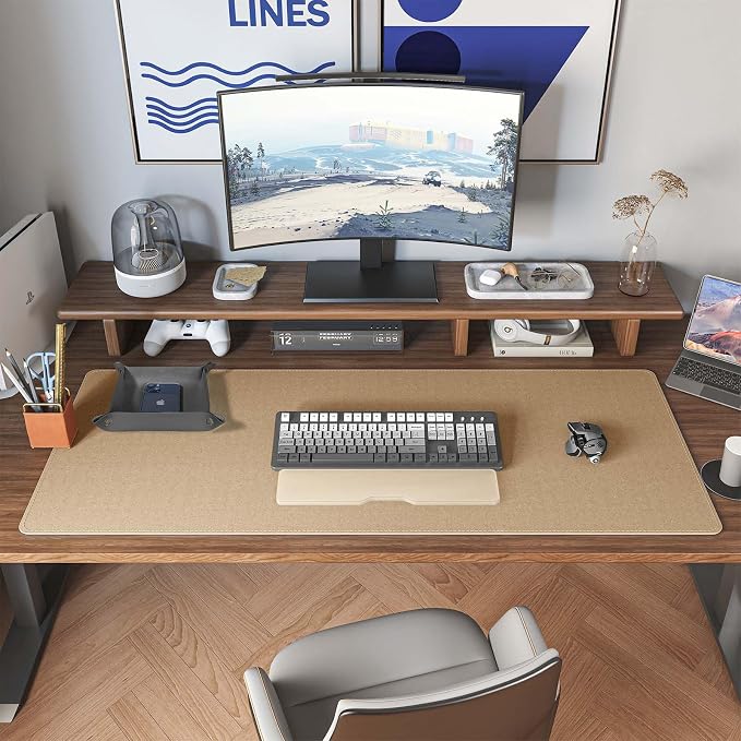 DAWNTREES Dual Sided Desk Mat, Leather Desk Pad, Cork Desk Mat Protector - Image 7