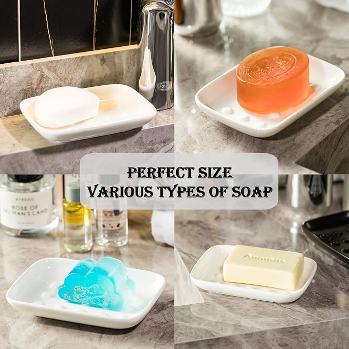Soap Dish, Ceramic Soap Holder Shower Soap Dish - Image 3
