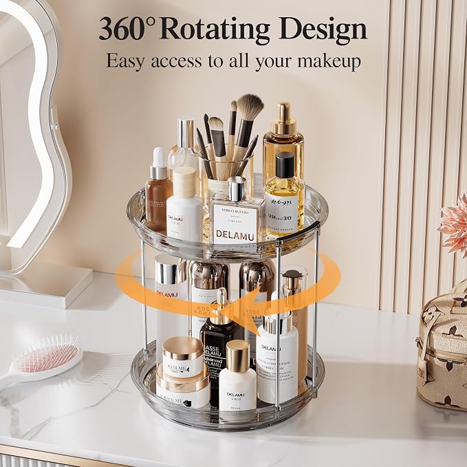 Delamu 2 Tier Rotating Makeup Organizer - Image 2