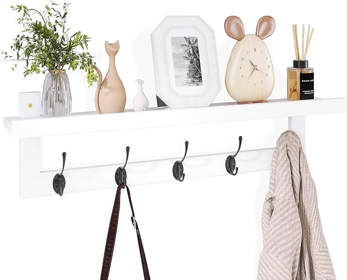 SMIBUY Coat Hooks with Shelf Wall-Mounted, 29.2 Inch Entryway Coat Rack by SMIBUY