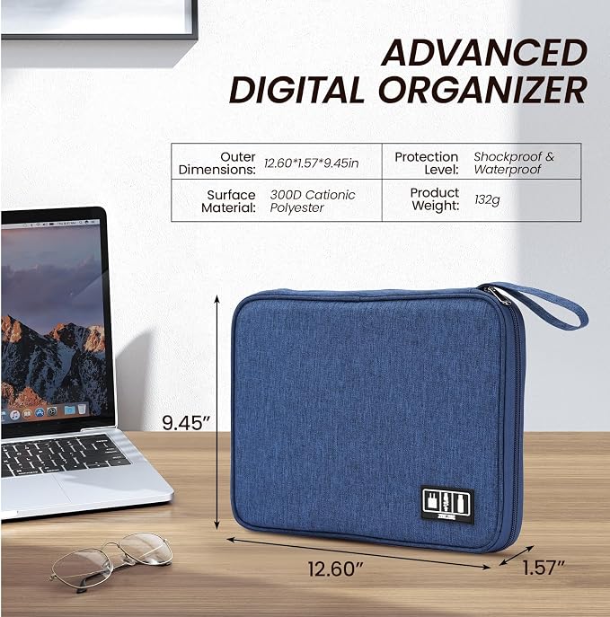 Large Slim Cable Organizer Travel Case, Single-Layer Electronic Accessories - Image 2