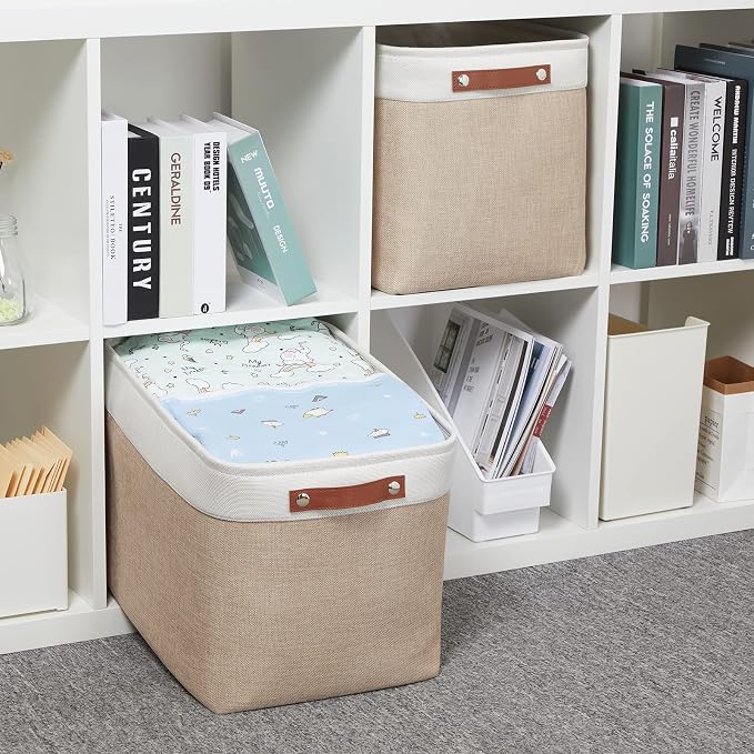 HNZIGE Fabric Storage Baskets for Organizing Large Canvas Rectangular Storage - Image 4