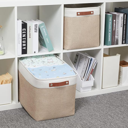 HNZIGE Fabric Storage Baskets for Organizing Large Canvas Rectangular Storage - Image 4