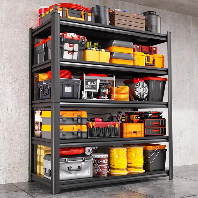 Storage Shelves, Adjustable Shelving Unit, 5T Metal Garage Shelving, Heavy Duty by KORVENA