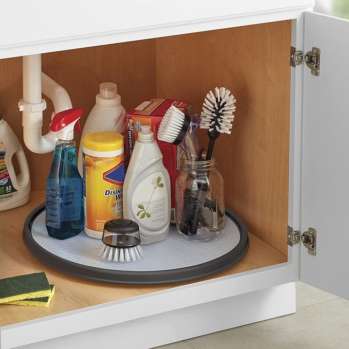 Copco Non-Skid Pantry Cabinet Lazy Susan Turntable, Charcoal/Light Gray - Image 5