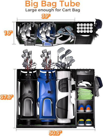 Wooden Golf Storage Organizer for Garage, Premium Golf Bag Holder Rack for - Image 4