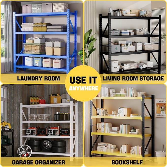 Heavy Duty Warehouse Shelving 4-Tier Industrial Steel Storage Shelves, 2600LB - Image 5