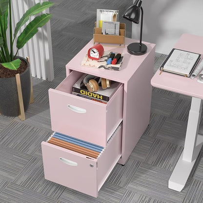 2 Drawer File Cabinet with Lock, Metal Vertical File Cabinets, Steel Light Duty - Image 2