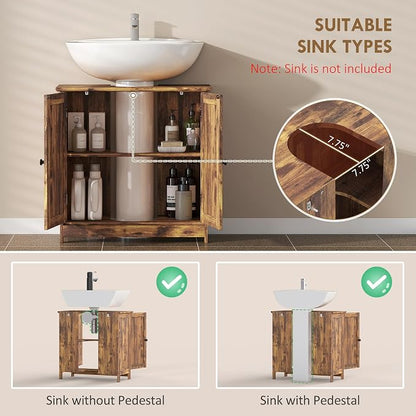 HOMCOM Under Sink Bathroom Cabinet, Pedestal Sink Storage Cabinet - Image 4