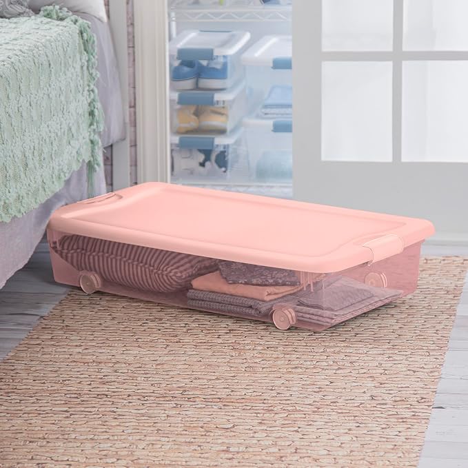 Sterilite 12 Pack Wheeled Under Bed Storage Container, 56 Qt Plastic Bin - Image 5