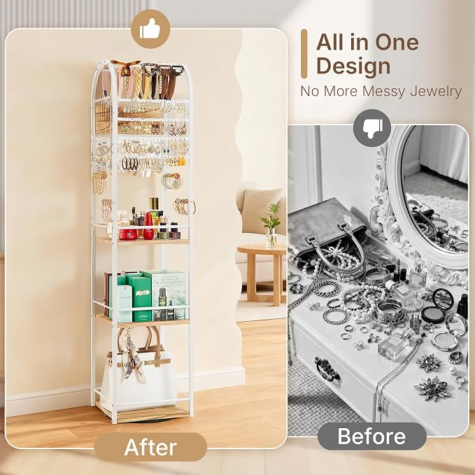 Jewelry Organizer Stand, 360° Rotating Floor Jewelry Holder - Image 4