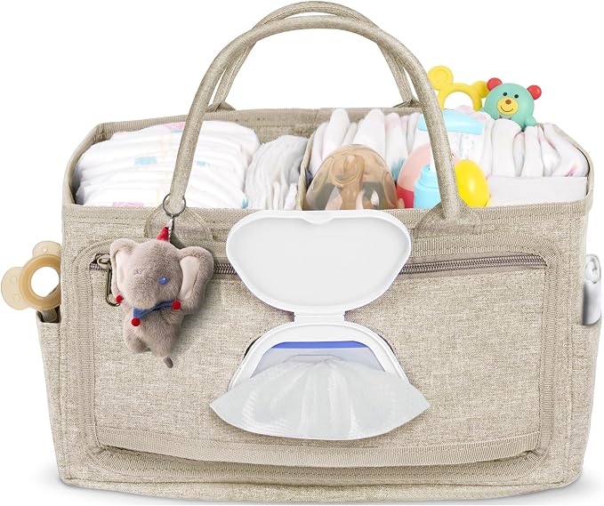 Volnamal Diaper Caddy with Wipe Dispenser One-Handed Access, Portable Car by Volnamal