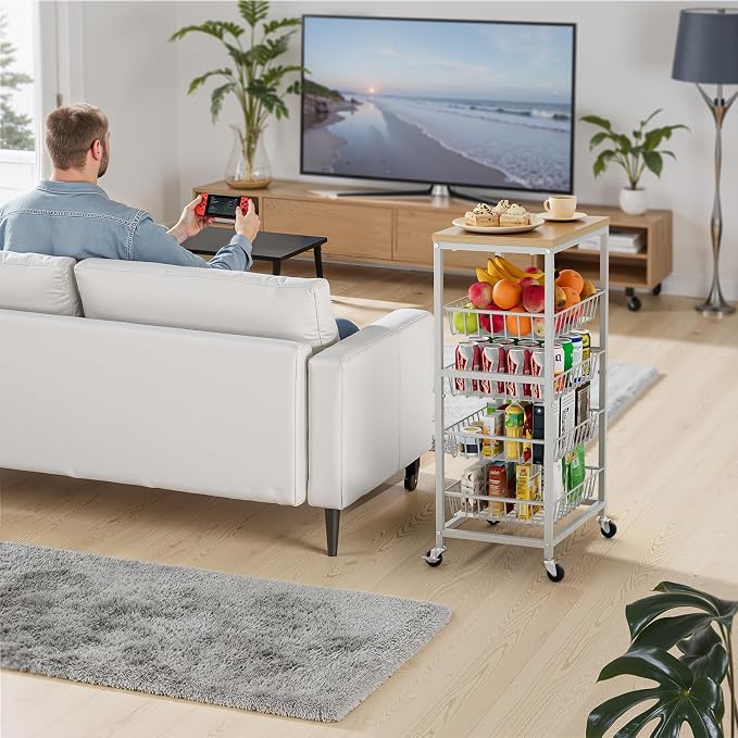 Snack Cart, 5-Tier Kitchen Carts on Wheels - Image 7