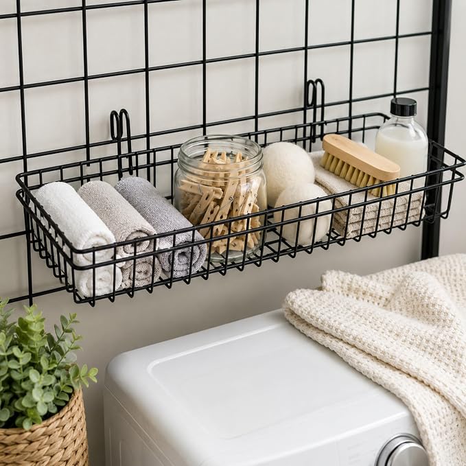 Grid Wall Baskets, 4 Pack Black Wire Mesh - Image 5