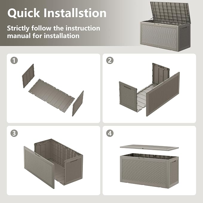 100 Gallon Deck Box Lockable Resin Outdoor Storage Box waterproof Outdoor - Image 7