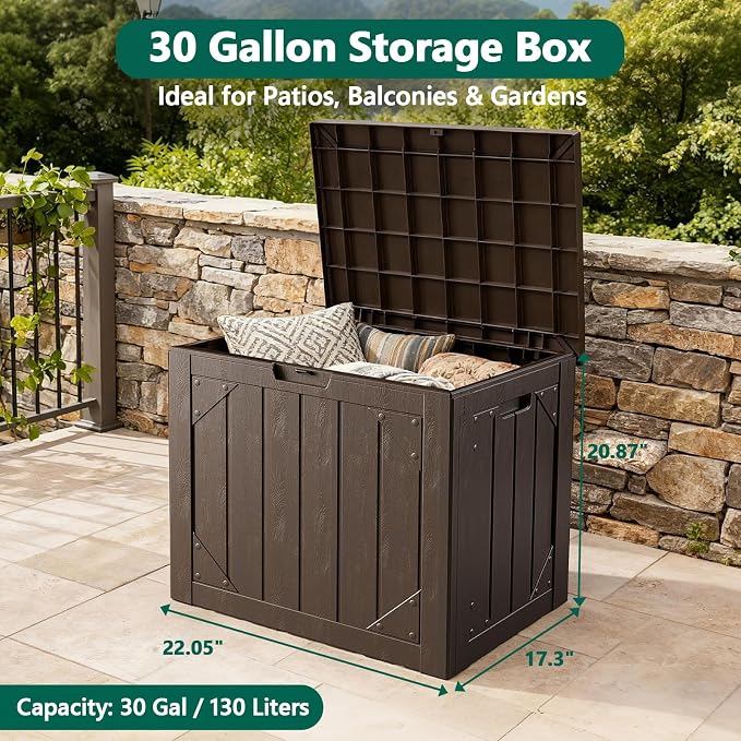 Outdoor Storage Box, 30 Gallon Deck Box Outdoor Storage Bench Outside - Image 6