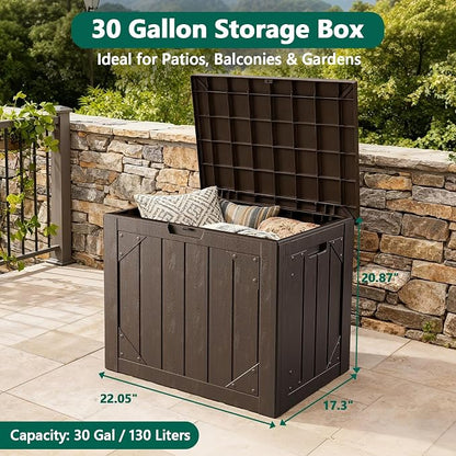 Outdoor Storage Box, 30 Gallon Deck Box Outdoor Storage Bench Outside - Image 6