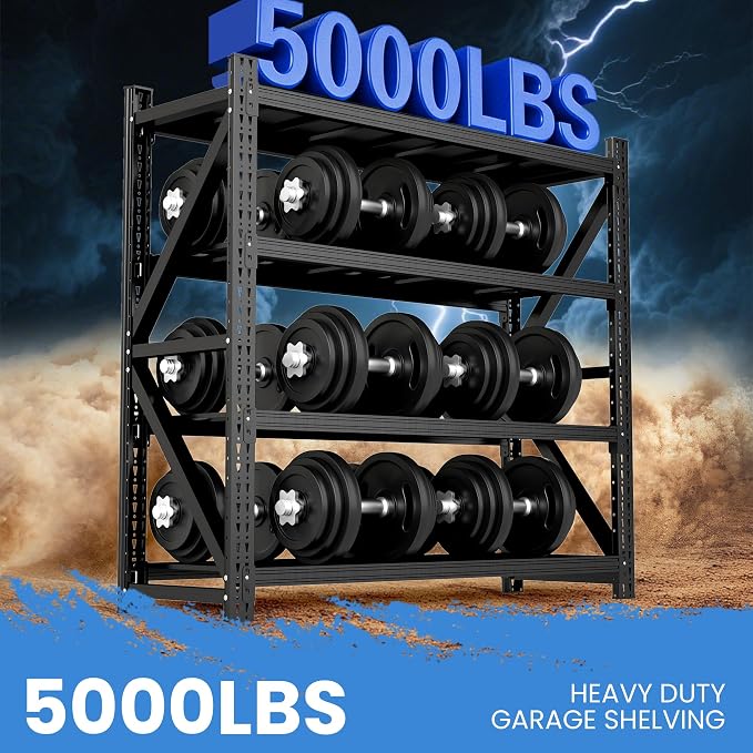 Heavy Duty Garage Storage Shelves 5000LBS Capacity, 4-Tier Large Industrial - Image 3