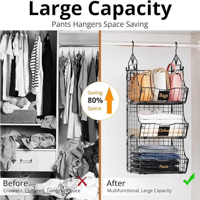 Hanging Closet Organizers and Storage, 5 Tier Closet Shelf Clothes Organizer - Image 5