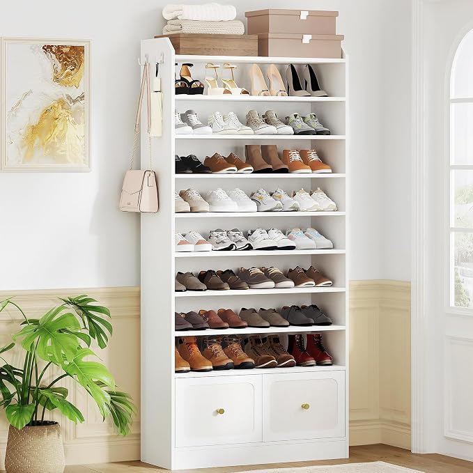 Hzuaneri Shoe Storage Cabinet, 10 Tiers Shoe Organizer by Hzuaneri