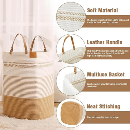 danpinera 100L Nursery Hamper, Tall Woven Laundry Basket - Image 3