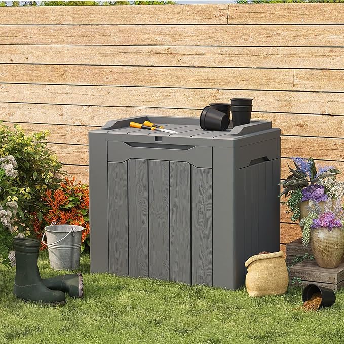 Patiolife 30 Gallon Resin Deck Box, Small Outdoor Storage - Image 2