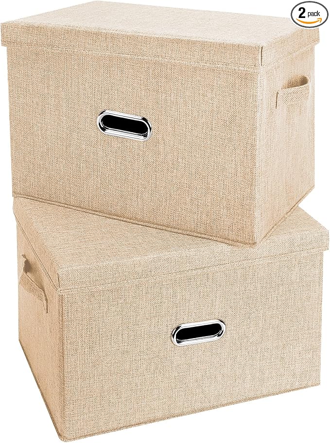 Large Linen Fabric Foldable Storage Bins by Unknown