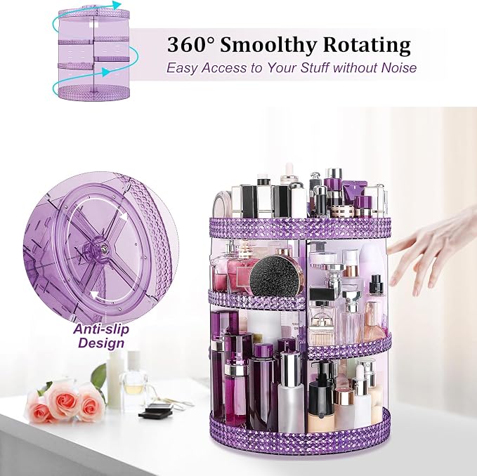 Awenia Makeup Organizer 360-Degree Rotating Plus Size, Adjustable Makeup Storage - Image 6