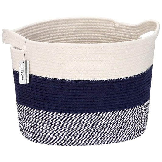 Sea Team Oval Large Cotton Rope Woven Storage Basket by SeaTeam