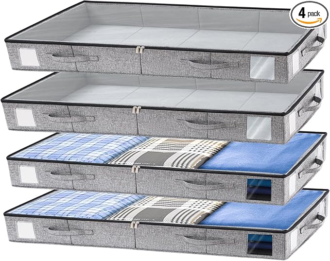 combocube 4 Pack Under Bed Storage Containers, 4.5" Low Profile Underbed by combocube