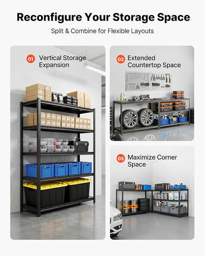 VEVOR Garage Shelving, 5-Tier Adjustable Storage Shelves, 3000 lbs Heavy Duty - Image 5