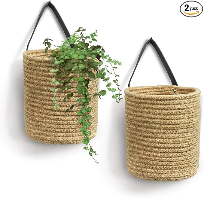 Goodpick 2 Pack Jute Wall Hanging Storage Baskets by Goodpick