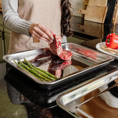 BLAZIN' GRILL Prep and Serving Trays | Set of 2 Stackable, Stainless Steel BBQ - Image 6