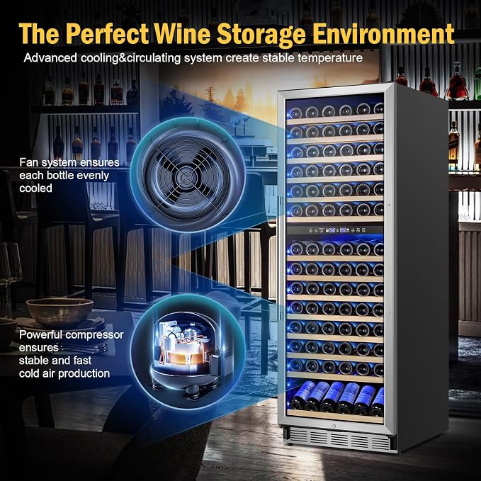 Wine Cooler Refrigerator 24 Inch, 180 Bottles Large Wine Fridge Dual Zones - Image 4