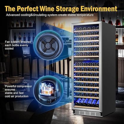 Wine Cooler Refrigerator 24 Inch, 180 Bottles Large Wine Fridge Dual Zones - Image 4