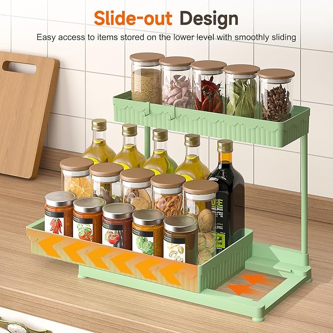 Sevenblue 3 Pack Multi-Purpose Pull-Out Storage Organizers, 2-Tier L-Shaped - Image 3
