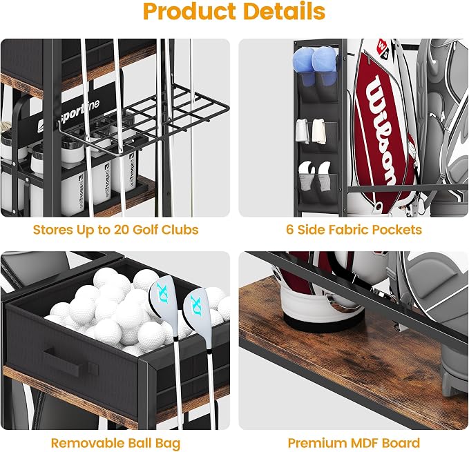 Golf Bag Storage Organizer for Garage, Golf Organizer - Image 6
